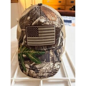Infinity Camo Trucker Hat American Flag Patch Mesh Back Snapback Cap OSFM